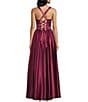 Dear Moon Charmeuse Sweetheart Neck Drop Waist Lace-Up Back Gown, Color:Wine - Image 2