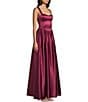 Dear Moon Charmeuse Sweetheart Neck Drop Waist Lace-Up Back Gown, Color:Wine - Image 3