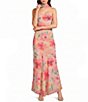 Dear Moon Chiffon Floral Printed Strapless Scarf Maxi Dress - Image 1