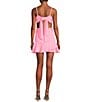 Dear Moon Corset Bodice Bow Back Ruffle Hem Dress, Color:Bright Pink - Image 2