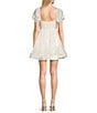 Color:White - Image 2 - Iridescent Organza Sweetheart Neck Short Sleeve Corset Mini Dress