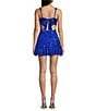 Dear Moon Patterned Sequin Square Neck Tie Back Dress - Image 2