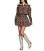 Dear Moon Printed Off-The-Shoulder Long Sleeve Tie Front Drop Waist Dress - Image 1