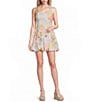 Dear Moon Printed Scuba Crepe Halter Neck Bubble Hem Dress - Image 1
