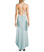 Dear Moon Satin Pleated Bodice Asymmetrical High Low Hem Dress - Image 2