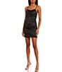 Color:Black - Image 3 - Satin Ruched Drawstring Front Mini Dress