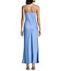 Dear Moon Satin Sweetheart Neck Rosette Long Dress, Color:Periwinkle - Image 2