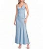 Dear Moon Satin V-Neck Knotted Strap Maxi Slip Dress - Image 1