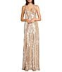 Dear Moon Sequin Mesh V-Neck Side Slit Dress - Image 1
