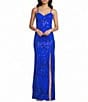 Dear Moon Sequin Patterned Sweetheart Neck Side Slit Dress - Image 1