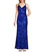 Dear Moon Sequin Patterned V-Neck Satin Tie Back Dress - Image 1