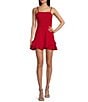 Dear Moon Spaghetti Strap Square Neck Tie Back Corset Dress, Color:Red - Image 1