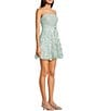 Dear Moon Strapless Glitter Mesh 3D Butterfly Applique Lace Up Back Dress, Color:Sage - Image 3