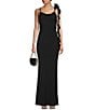 Color:Black - Image 1 - Stretch Cowl Neck With Low Back And Flower Applique Gown