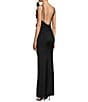 Color:Black - Image 3 - Stretch Cowl Neck With Low Back And Flower Applique Gown