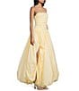 Dear Moon Taffeta Strapless Drop Waist High-Low Bubble Hem Lace Up Back Ballgown, Color:Butter - Image 5