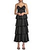 Dear Moon Twist Front Tiered Midi Dress, Color:Black - Image 1
