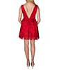 Color:Red - Image 2 - V-Neck Floral Lace Fit-And-Flare Dress