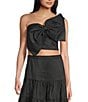 Dee Elly Big Bow One Shoulder Coordinating Top, Color:Black - Image 1
