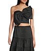 Dee Elly Big Bow One Shoulder Cropped Coordinating Top - Image 1