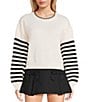 Dee Elly Long Sleeve Stripe Sweater, Color:Ivory - Image 1