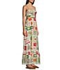 Dee Elly Postcard Print Square Neck Maxi Dress - Image 3