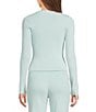 Dee Elly Ribbed Knit Button Front Long Sleeve Cardigan, Color:Teal - Image 2