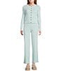 Dee Elly Ribbed Knit Button Front Long Sleeve Cardigan, Color:Teal - Image 3