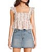 Dee Elly Rose Stripe Square Neck Top - Image 1