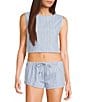 Dee Elly Sleeveless Poplin Stripe Coordinating Crop Top - Image 1