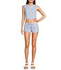 Dee Elly Sleeveless Poplin Stripe Coordinating Crop Top - Image 3