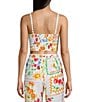 Dee Elly Square Multi Print Coordinating Top, Color:Red - Image 2