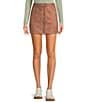 Dee Elly Faux Suede Mini Skirt, Color:Brown - Image 1