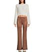 Dee Elly Suede Wide Leg Pants, Color:Brown - Image 3
