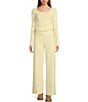 Dee Elly Waffle Knit Fold-Over Waist Coordinating Pants, Color:Butter Yellow - Image 3