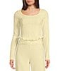 Dee Elly Waffle Knit Ruffle Scoop Neck Coordinating Top - Image 1
