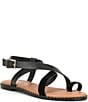 Color:Black - Image 1 - Eva Leather Toe Loop Flat Sandals
