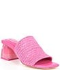 Color:Fuchsia - Image 1 - Fae Stretch Raffia Block Heel Slide Sandals