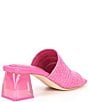 Color:Fuchsia - Image 2 - Fae Stretch Raffia Block Heel Slide Sandals