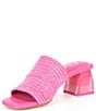 Color:Fuchsia - Image 4 - Fae Stretch Raffia Block Heel Slide Sandals