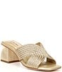 Color:Metallic Gold - Image 1 - Freya Braided Rope Block Heel Slide Sandals
