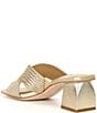 Color:Metallic Gold - Image 3 - Freya Braided Rope Block Heel Slide Sandals