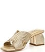 Color:Metallic Gold - Image 4 - Freya Braided Rope Block Heel Slide Sandals
