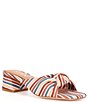 Color:Multi Stripe - Image 1 - Georgie Knotted Square Toe Stripe Fabric Slide Sandals