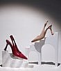 Deltan Sage Patent Leather Slingback Pumps, Color:Tawny Port - Image 8