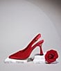 Deltan Sage Satin Slingback Pumps, Color:Bardos Cherry - Image 7