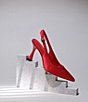 Deltan Sage Satin Slingback Pumps, Color:Bardos Cherry - Image 8