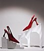 Deltan Sage Satin Slingback Pumps, Color:Bardos Cherry - Image 9