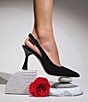 Deltan Sage Suede Slingback Pumps, Color:Black - Image 8