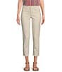Color:Blanched Almond - Image 1 - #double;Ab#double;solution® Embroidered Slim Straight Leg High Rise Cropped Jeans